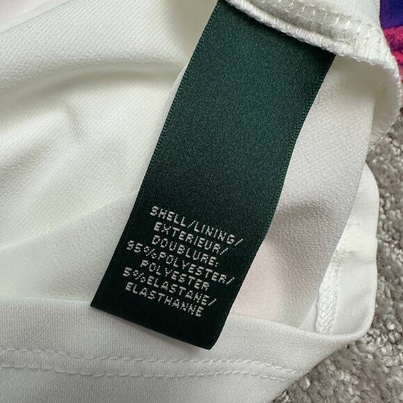 LRL Lauren Ralph Lauren Dress Womens 10 Orange Purple Floral Ruched Cowl Neck - Picture 9 of 10